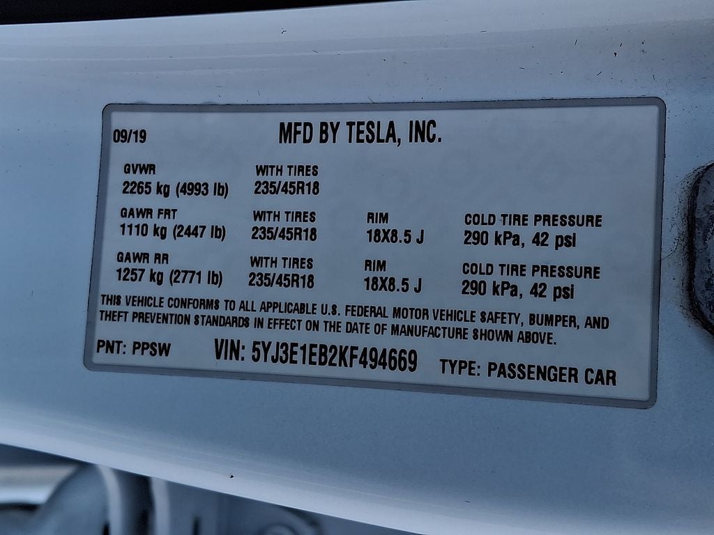 2019 Tesla Model 3 Long Range