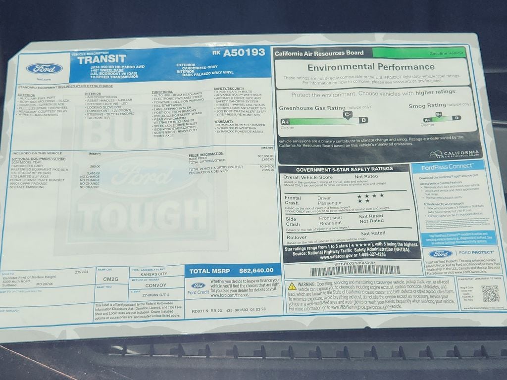 2024 Ford Transit Van Base w/9,950 lb. GVWR