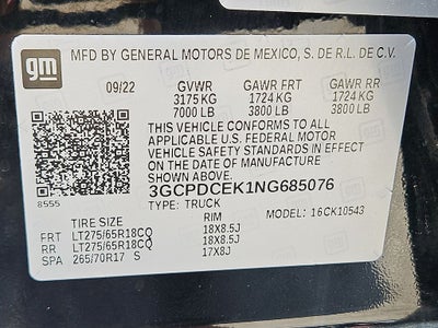 2022 Chevrolet Silverado 1500 4WD Crew Cab Short Bed Custom Trail Boss