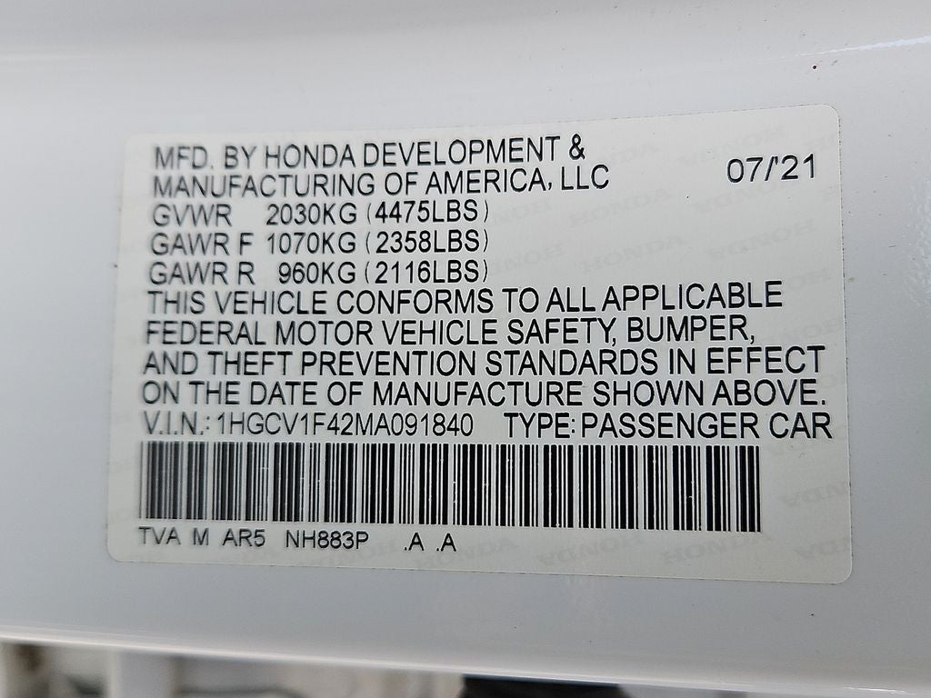 2021 Honda Accord Sport SE