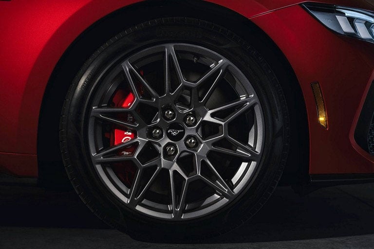 2024 Ford Mustang® model with a close-up of a wheel and brake caliper | Banister Ford of Marlow Heights in Suitland MD