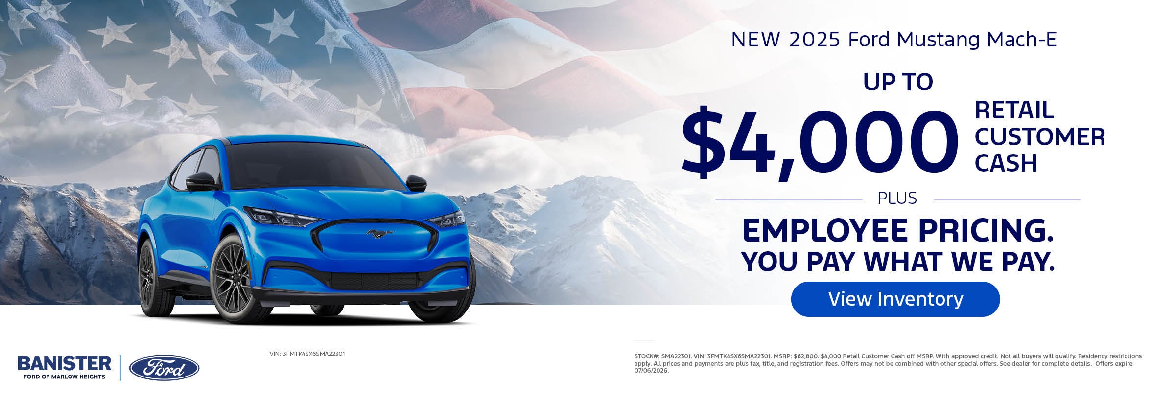 "Employee Pricing + $4,000 Retail Customer Cash "